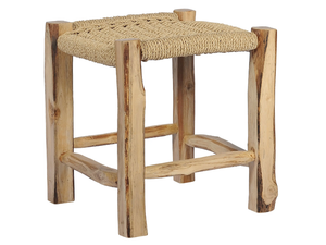 FLINSTONE - Teak and synthetic rope garden stool with footrest _ CBdesign