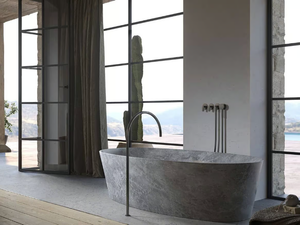 PURIST BATH - Freestanding oval natural stone bathtub _ COCOON