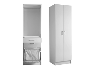 COLF 4 - Tall chipboard laundry room cabinet with laundry container _ COLAVENE