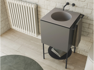 CUBO - Floor-standing solid wood vanity unit with integrated washbasin _ COLAVENE