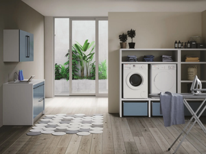 SMARTOP - COMPOSITION 6 - Sectional melamine-faced chipboard laundry room cabinet with sink for washing machine _ COLAVENE