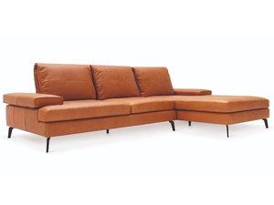 LANDA - Leather sofa with chaise longue _ Calligaris