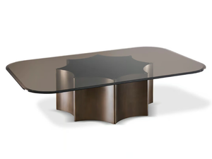 FLORIO - Low rectangular glass and steel coffee table _ Cantori