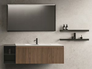 NEROLAB - Wall-mounted wood veneer vanity unit with mirror _ Cerasa