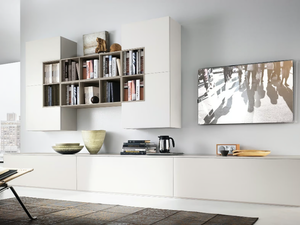 DAY SYSTEM 10 - Contemporary style wall-mounted wooden TV wall system _ Composit