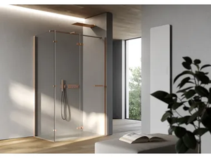 SMART 4 - Corner rectangular glass shower cabin with hinged door _ DISENIA