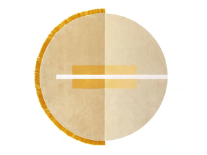 OVERLAY CIRCLE MUSTARD - Round wool rug with geometric shapes _ DesignByThem