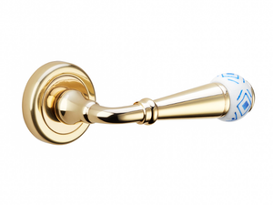 CAMILLA - Brass door handle on rose _ Dnd