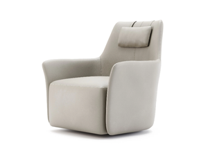 ALEXANDER - Upholstered leather armchair with headrest _ Domkapa