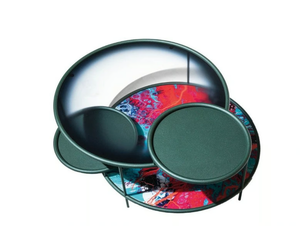 SANGAKU - Round glass and steel coffee table _ Driade