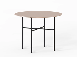 GRADA - Round stainless steel and wood table _ EXPORMIM