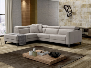 MATT - Corner leather sofa with electric motion _ Egoitaliano