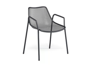 ROUND - Stackable garden chair with armrests _ Emu