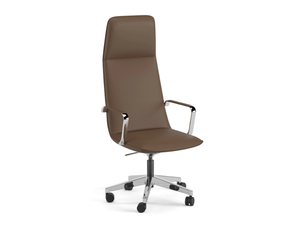 CLEEK - High-back swivel leather executive chair with castors _ Ersa