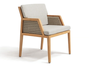 GRAND LIFE - Upholstered teak chair with armrests _ Ethimo