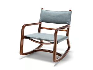 LPIDC05 - Rocking mahogany and fabric chair with armrests _ Exteta