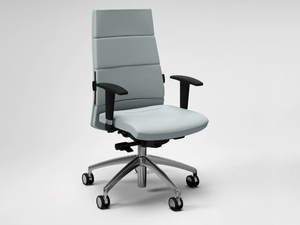 TRENDY FIRST CLASS - Leather office chair with armrests with 5-Spoke base _ FANTONI