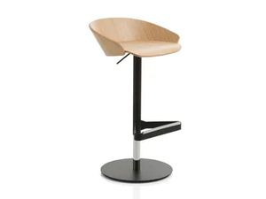 KARL - Swivel height-adjustable wood veneer office stool _ FREZZA