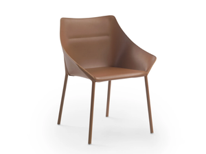 HAIKU - Tanned leather small armchair with armrests _ Flexform