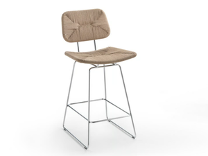 ECHOES - High straw stool with back _ Flexform