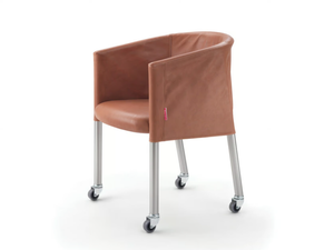 MIXER - Leather chair with castors with removable cover _ Flexform