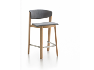 WOLFGANG - Oak stool with integrated cushion with back _ Fornasarig