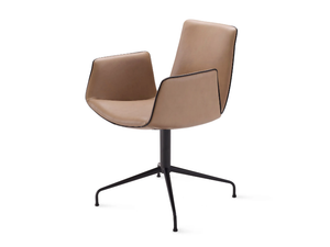 AMELIE ARMCHAIR - Leather chair with 4-spoke base with armrests _ Freifrau