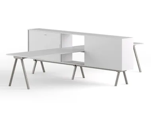 WORKSTATION 2027 X - Multiple wooden office desk with shelves _ GABER