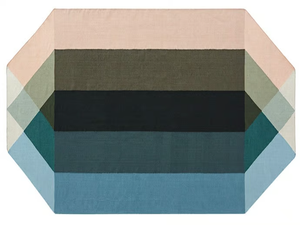 DIAMOND NUDE-PETROL - Recycled PET rug with geometric shapes _ GAN