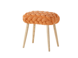 ORANGE KNITTED STOOL - Upholstered wool stool _ GAN