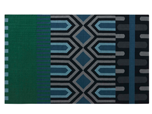 NDEBELE GREEN - Rectangular wool rug with geometric shapes _ GAN