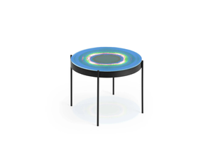 IRIS - Round tempered glass garden side table _ GANDIABLASCO