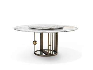 MERLINO - Round marble table with brass structure _ GHIDINI1961