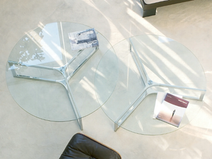 RAJ 1 - Low round Glass and Stainless Steel coffee table _ Gallotti&Radice