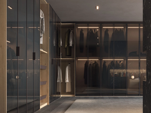 JERRY - Built-in wooden wardrobe with coplanar doors _ Giessegi