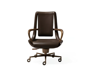 CLIP - Swivel leather executive chair with 5-spoke base with armrests _ Giorgetti