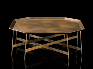 OCTAGON - Low octagonal brass coffee table _ Henge