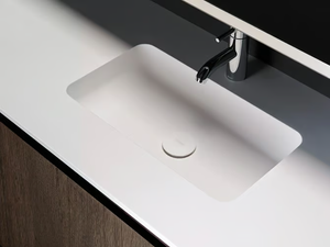 H6 - Rectangular Solid Surface washbasin with integrated countertop _ INBANI