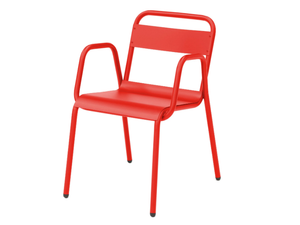 ANGLET - Stackable galvanized steel garden chair with armrests _ ISIMAR