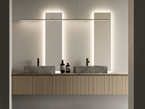 VIACONDOTTI - Double wall-mounted oak vanity unit with mirror _ Ideagroup