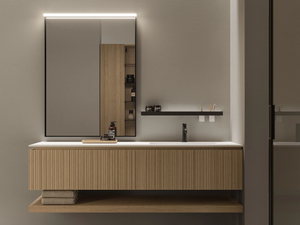 VIACONDOTTI - Wall-mounted oak vanity unit with mirror _ Ideagroup