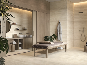 THE ROCK - TRAVERTINO ARGENTUM - Full-body porcelain stoneware wall/floor tiles with stone effect _ Imola