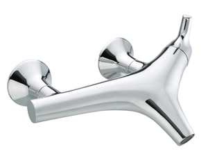 NATURE - Wall-mounted single handle chromed brass bathtub mixer _ JUSTIME