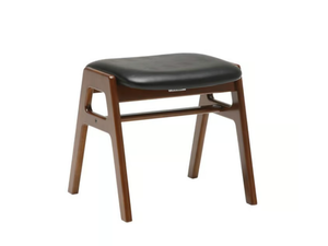 Stackable stool - Wooden and vinyl leather stacking stool _ KARIMOKU