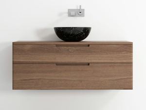 BAKER - Wall-mounted solid wood vanity unit with drawers _ KARPENTER