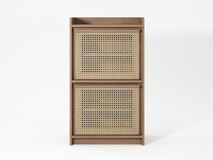 ROOTS - Solid wood and rattan highboard with 2 doors _ KARPENTER