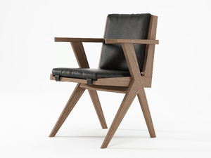 TRIBUTE - Upholstered solid wood chair with armrests _ KARPENTER