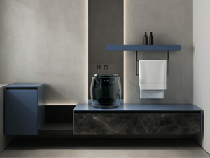 TOSCA 05 - Single wall-mounted vanity unit with integrated washbasin _ Karol