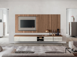 QUARANTACINQUE - Wall-mounted wooden TV wall system _ Kico