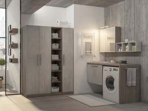 URBAN LAUNDRY 05 - Wall-mounted laundry room cabinet with sink _ LEGNOBAGNO